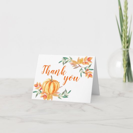 オレンジカボチャ秋ウォーター離れカラーサンキュー サンキューカード (正面)