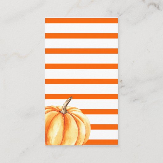 オレンジカボチャ秋ベビーシャワーおむつラッフル エンクロージャーカード (裏面)