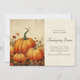 オレンジカボチャ秋素朴のシーン感謝祭 招待状