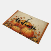 オレンジカボチャ秋素朴感謝祭へようこそ ドアマット (アングル)