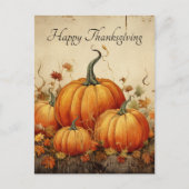 オレンジカボチャ秋素朴感謝祭 シーズンポストカード (正面)