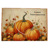 オレンジカボチャ秋素朴感謝祭 ラージペーパーバッグ (裏面)