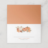 オレンジカボチャ秋花模様名年結婚月日 プレイスカード (外部開封)