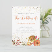 オレンジカボチャ秋花模様結婚式招待状 招待状 (スタンド正面)