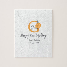 オレンジカボチャ秋誕生日21stグレーパステル秋 ジグソーパズル