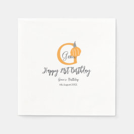 オレンジカボチャ秋誕生日21stグレーパステル秋 スタンダードカクテルナプキン