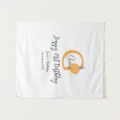 オレンジカボチャ秋誕生日21stグレーパステル秋 タペストリー (正面(横))