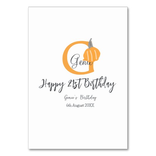 オレンジカボチャ秋誕生日21stグレーパステル秋 テーブルナンバー (正面)