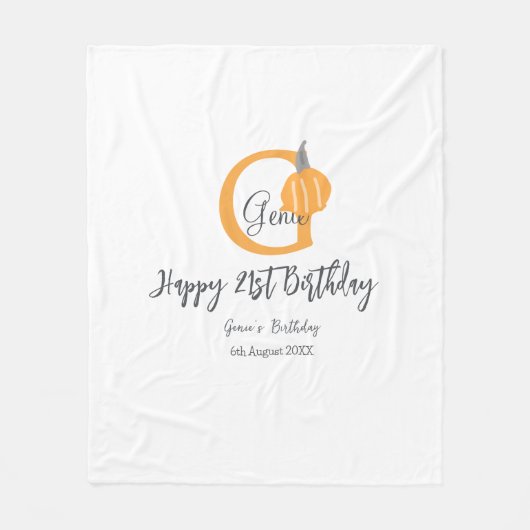 オレンジカボチャ秋誕生日21stグレーパステル秋 フリースブランケット (正面)