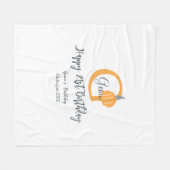 オレンジカボチャ秋誕生日21stグレーパステル秋 フリースブランケット (正面(横))