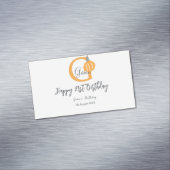 オレンジカボチャ秋誕生日21stグレーパステル秋 マグネット名刺 (インサイチュ)