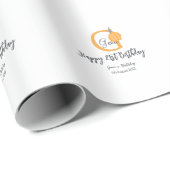 オレンジカボチャ秋誕生日21stグレーパステル秋 ラッピングペーパー (ロールコーナー)