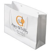 オレンジカボチャ秋誕生日21stグレーパステル秋 ラージペーパーバッグ (正面アングル)