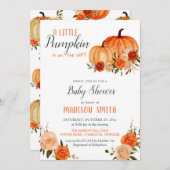 オレンジカボチャ秋 |赤ちゃんシャワー 招待状 (正面/裏面)