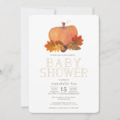 オレンジカボチャ紅葉バーチャル赤ちゃんシャワー 招待状 (正面)