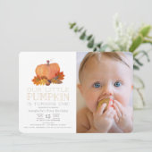 オレンジカボチャ紅葉1stバースデーフォト 招待状 (スタンド正面)