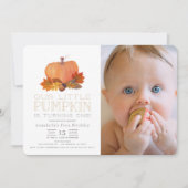 オレンジカボチャ紅葉1stバースデーフォト 招待状 (正面)