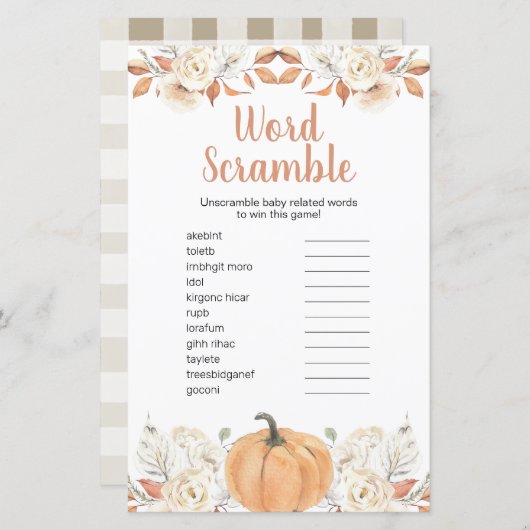 オレンジカボチャ素朴フローラワードスクランブル (正面/裏面)