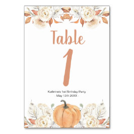 オレンジカボチャ素朴フローラ誕生日テーブル番号 テーブルナンバー