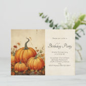 オレンジカボチャ素朴ンズオータムシーン誕生日 招待状 (スタンド正面)