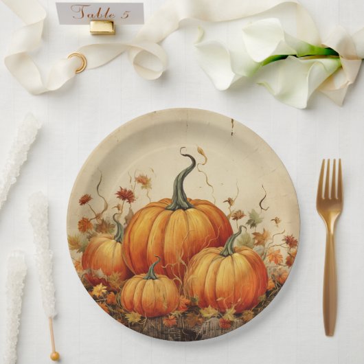 オレンジカボチャ素朴ン秋 ペーパープレート (ウェディング)