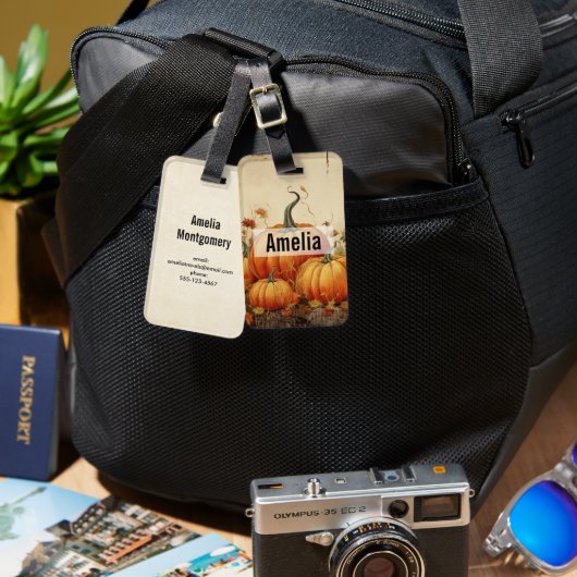 オレンジカボチャ素朴ン秋 ラゲッジタグ (正面&裏面)