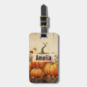 オレンジカボチャ素朴ン秋 ラゲッジタグ (正面縦)