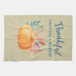 オレンジカボチャ賛美に感謝 キッチンタオル