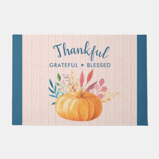 オレンジカボチャ賛美に感謝 ドアマット (正面)