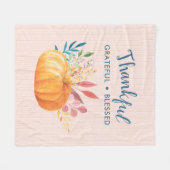 オレンジカボチャ賛美に感謝 フリースブランケット (正面(横))