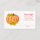 オレンジカボチャ赤ちゃんシャワーおむつラッフル エンクロージャーカード (正面)