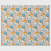 オレンジカボチャ青カボチャと花感謝してい ラッピングペーパー (フラット)