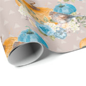 オレンジカボチャ青カボチャと花感謝してい ラッピングペーパー (ロールコーナー)