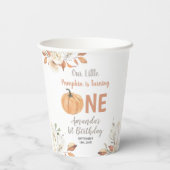オレンジカボチャ1歳の誕生日素朴フローラ 紙コップ (裏面)
