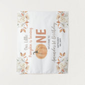 オレンジカボチャ1stバースデー素朴フローラへようこそ タペストリー (正面)