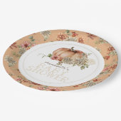 オレンジカボチャ&ホワイトダリアベビーシャワー ペーパープレート (アングル)