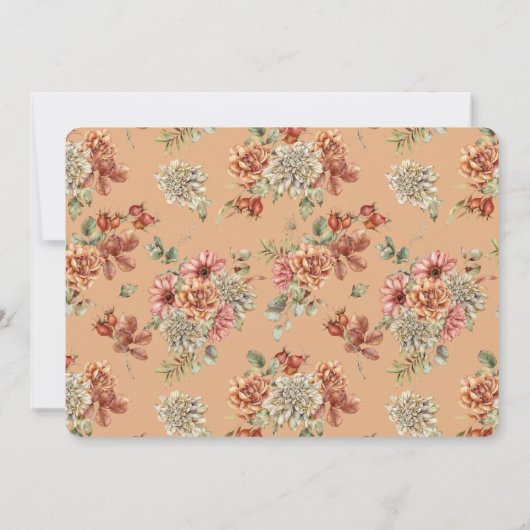 オレンジカボチャ&ホワイトダリア写真1st誕生日 招待状 (裏面)