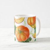オレンジカボチャ：夏と秋の野菜パターン。 コーヒーマグカップ (正面右)