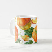 オレンジカボチャ：夏と秋の野菜パターン。 コーヒーマグカップ (正面左)
