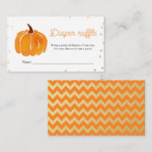 オレンジカボチャ |赤ちゃんシャワー |おむつラッフル エンクロージャーカード (正面/裏面)