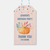 オレンジカボチャonピンクと金ゴールドストライプ ギフトタグ (正面)