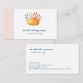 オレンジカボチャonピンクと金ゴールドストライプ 名刺 (正面/裏面)