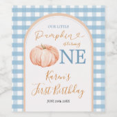 オレンジカボッキンボホブルーギンガム1st誕生日 ワインラベル (シングルラベル)