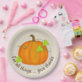 オレンジカボンプキンオンバーラップ ペーパープレート (パーティー)