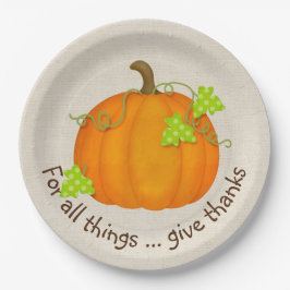 オレンジカボンプキンオンバーラップ ペーパープレート