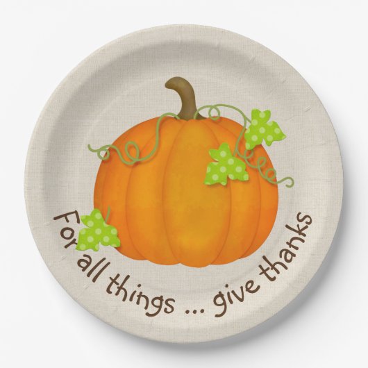 オレンジカボンプキンオンバーラップ ペーパープレート (正面)