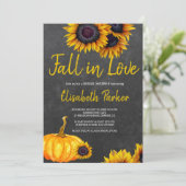 オレンジカボンプキンサンフラワーズチョークボードブライダルシャワー 招待状 (スタンド正面)