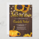 オレンジカボンプキンサンフラワーズバーンウッドブライダルシャワー 招待状 (正面)