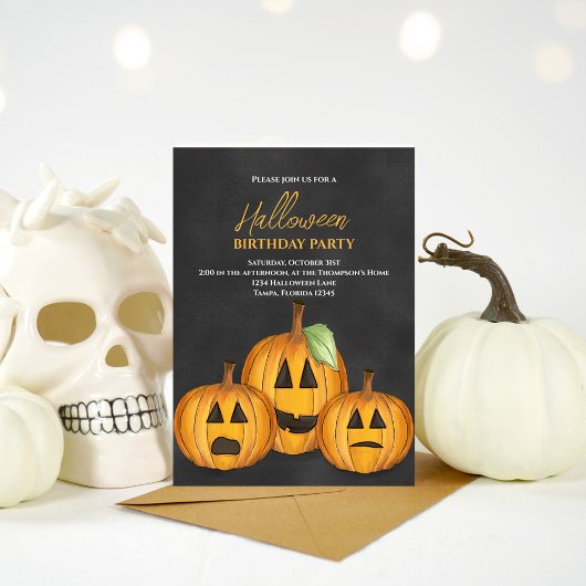 オレンジカボンプキンスハロウィーン誕生日パーティー 招待状