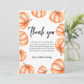 オレンジカボンプキンハロウィーン秋ベビーシャワー サンキューカード (スタンド正面)